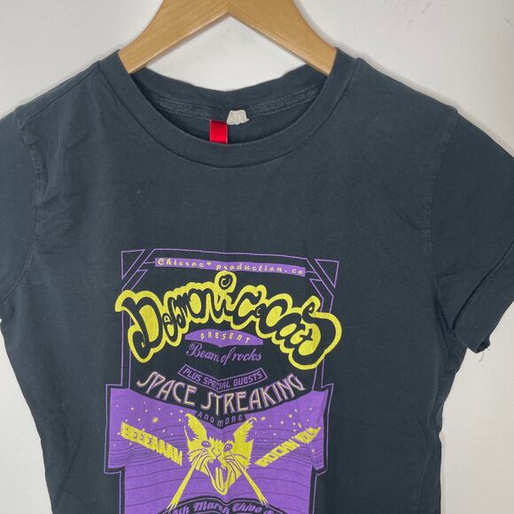 H&M Daemonic Cat Graphic T Shirt In Black Size 8 - Picture 3 of 6